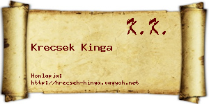 Krecsek Kinga névjegykártya